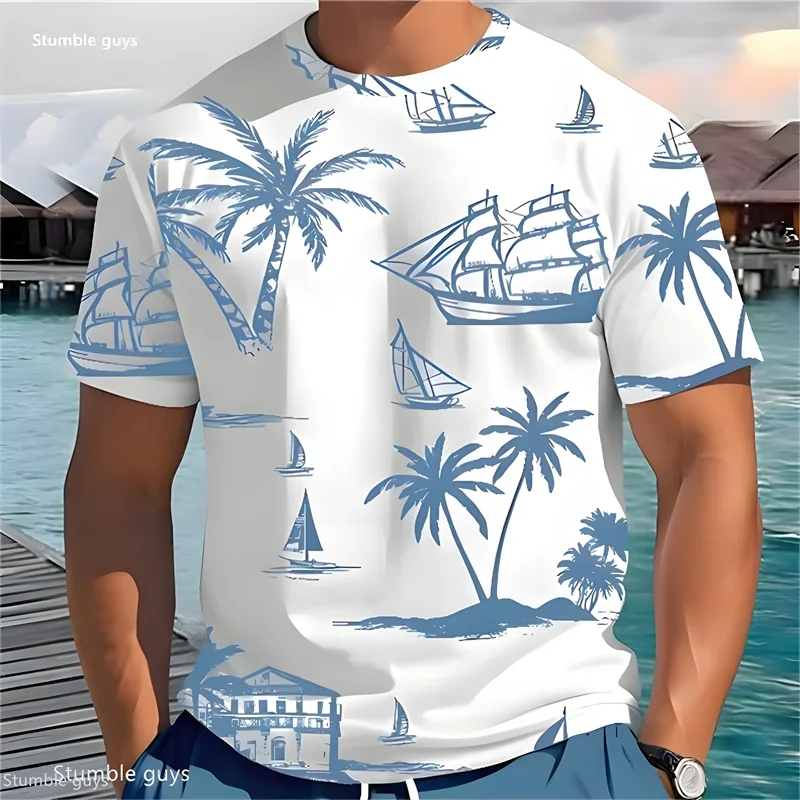 Summer Men's Large Size Streetwear T-Shirt Anime Graphic Loose Short Sleeve Breathable Lightweight Oversized Tops