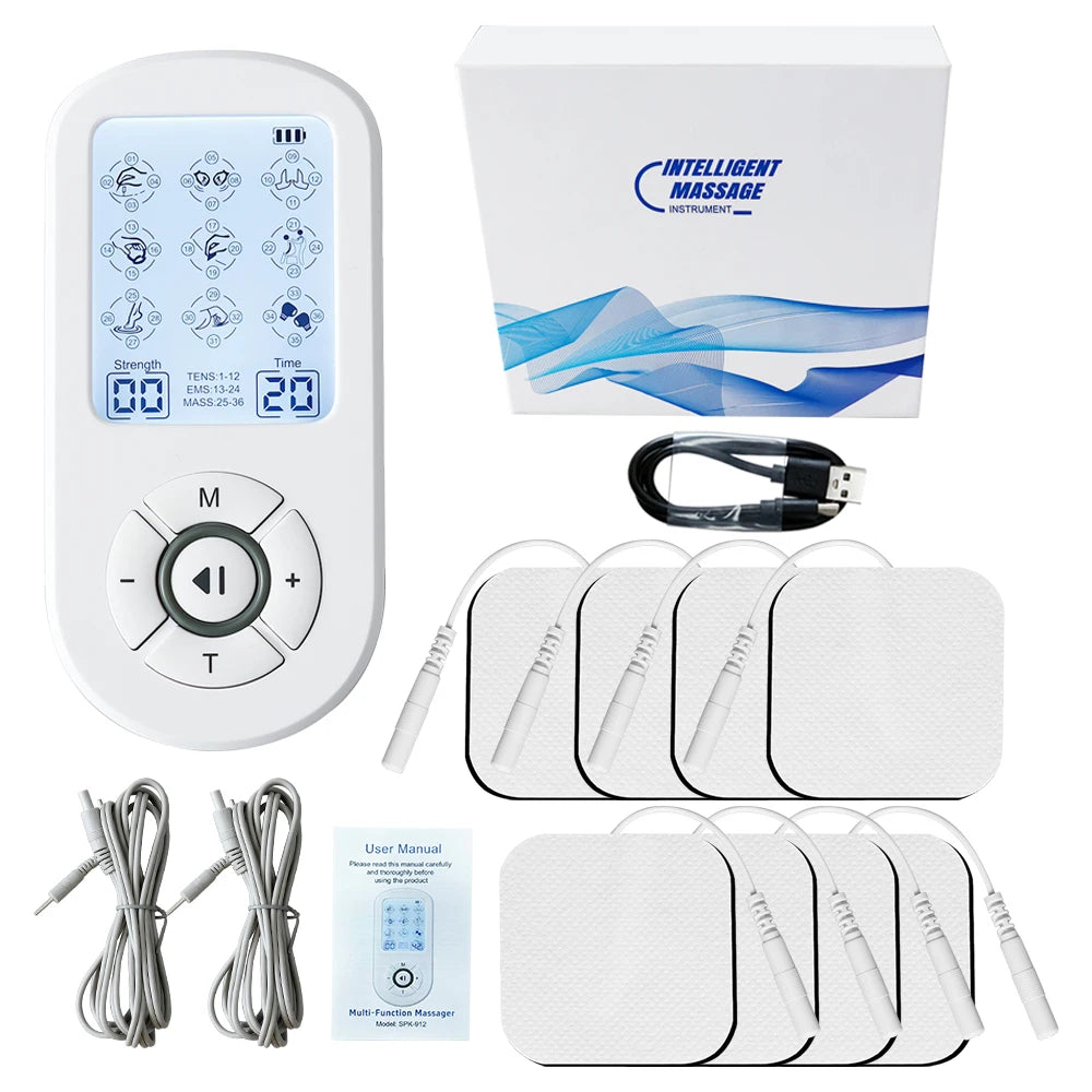 36 Modes EMS Pulse Electric Muscle Stimulator Body Massager Rechargeable Slimming Electronic TENS Unit Machine Pain Relief