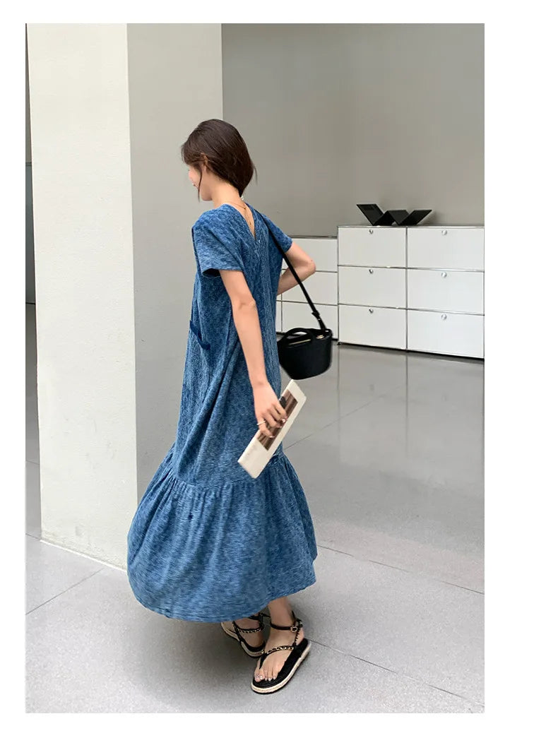 Retro Denim Dress Women's Summer Design Sense Fashion Loose Dress