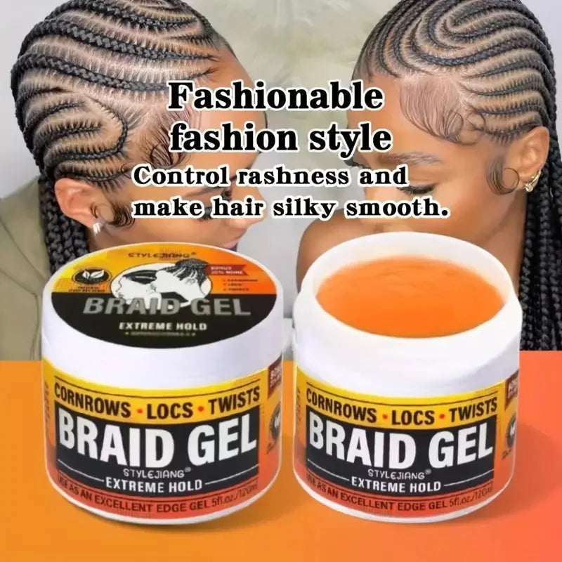 Extreme Hold Braid Gel - Styling Hair Wax for Cornrows, Locs, Twists and Fashionable Braids