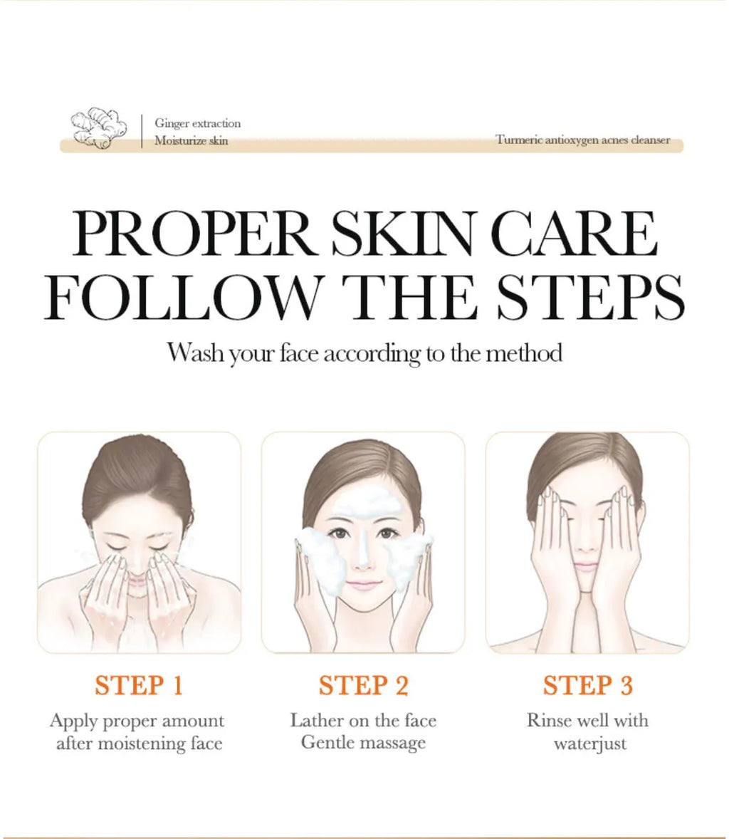Turmeric Facial Cleanser: Antioxidant, Acne-Removing, Pore-Cleansing, Blackhead-Reducing, Oily Skin-Controlling, And Repairing.