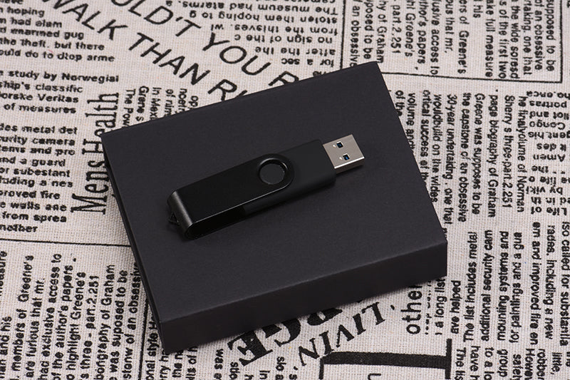 Gift Box Custom The Logo for Free Pen Drive Real Capacity USB Flash Drives Black Memory Stick Color Printing 64GB/32GB U Disk