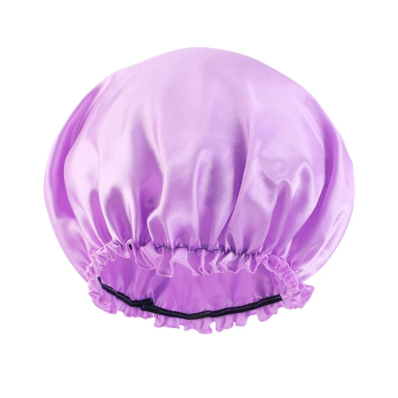 Solid Color Night Sleep Cap Women Elastic Satin Night Sleeping Hat Hair Care Bonnet Nightcap Makeup Head Wrap Cover Shower Cap