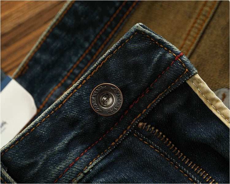 2025 Spring and Autumn New American Retro Heavyweight Denim Jeans Men's High Street 94.2% Cotton Washed Straight Casual Pants