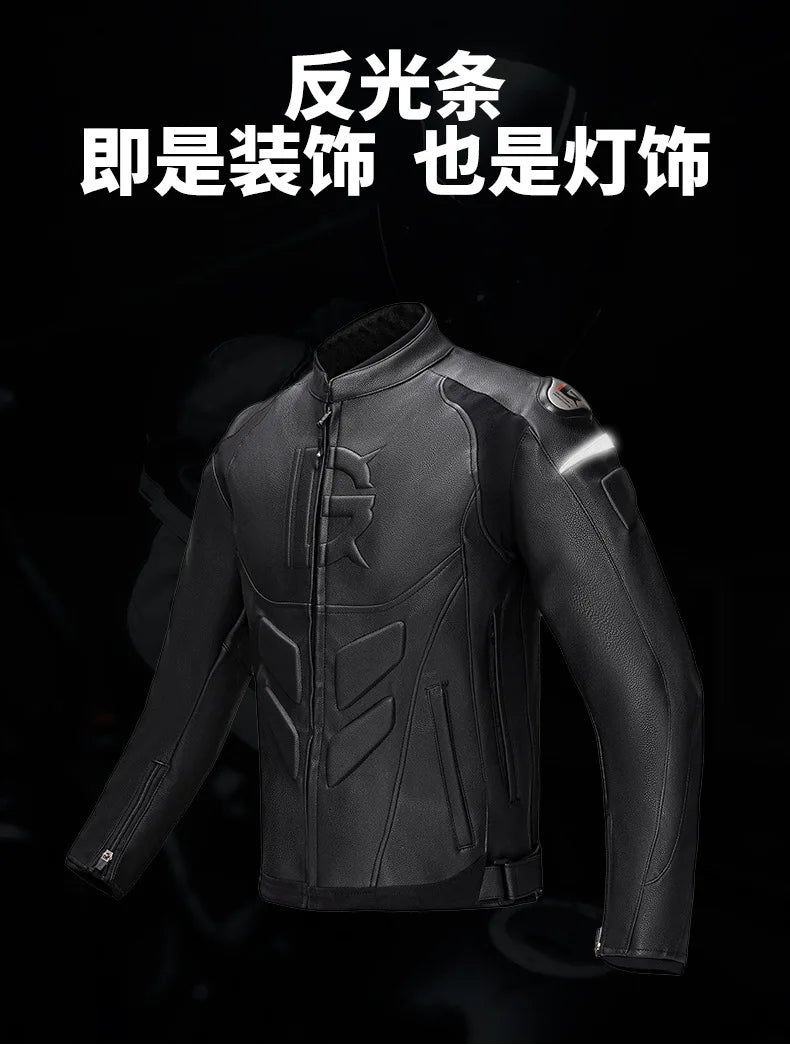 GHOST RACING Winter Motorcycle Jacket Leather Chaqueta Moto Men Waterproof Moto Suit Motorbike Riding Jacket Motocross Jacket