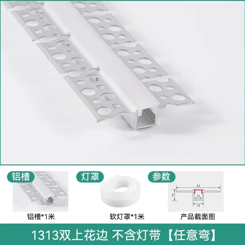Recessed Bendable Led Aluminum Profile Hidden Ceiling Curved Channel Trimless Soft Cover Wall Floor Decor Linear Strip Light