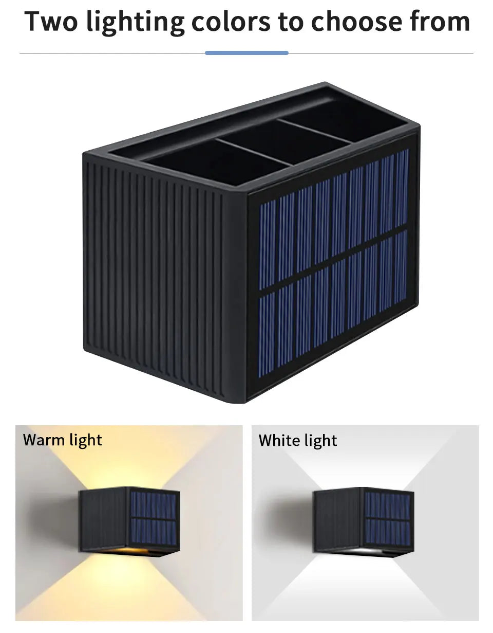 LED Outdoor Solar Lights Up And Down Lighting Wall Lamp Garden Decor Outdoor Solar Spotlights Solar Powered Sunlight Wall Sconce