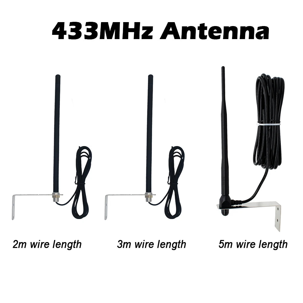 433MHz 200m Long-Range Antenna 2m/3m/5m Cable length, Waterproof Signal Booster for Garage Gate Opener Systems