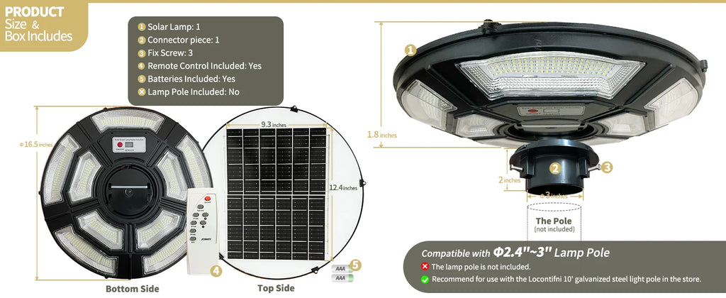 750 LED Solar Lamp Post Light， with 78" Tall Pole, Removable, Dusk to Dawn Motion Sensor 4000W Outdoor Solar Street Lights