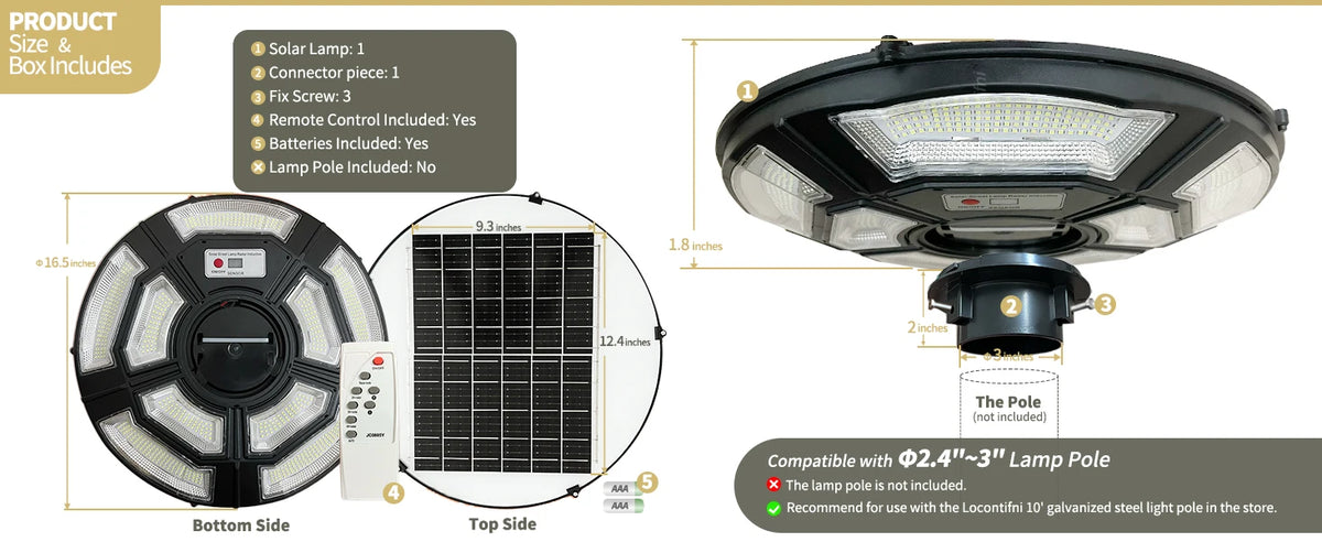 750 LED Solar Lamp Post Light， with 78" Tall Pole, Removable, Dusk to Dawn Motion Sensor 4000W Outdoor Solar Street Lights