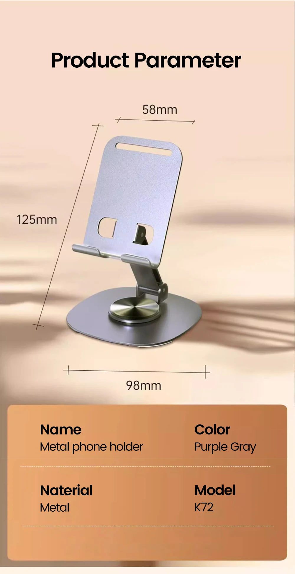 Olaf Universal 360° Rotation Mobile Phone Holder Metal Foldable Bracket Phone Holder Desk Stand For Mobile Phone Tablet Holder