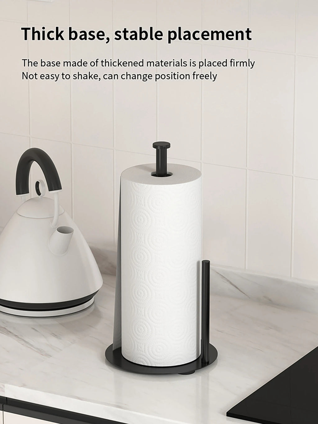 Kitchen Roll Holder with Weighted Base - Heavy-Duty Countertop Organizer, Space-Saving Design for Paper Towels, Kitchen supplies