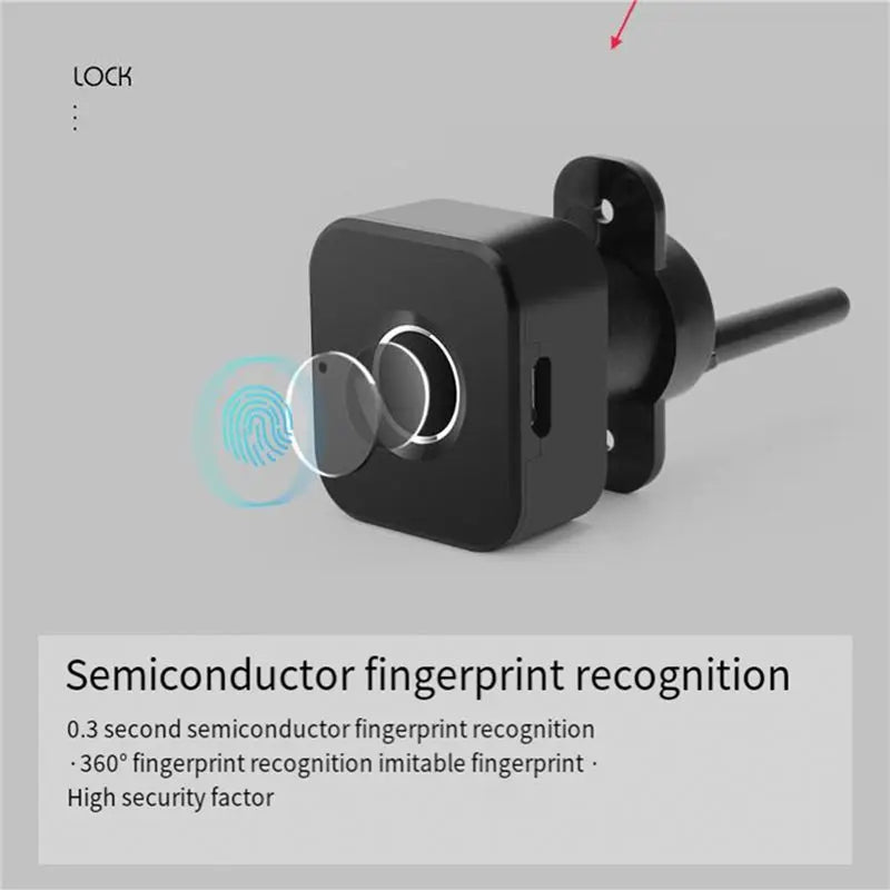 KYCOR-2X Smart Fingerprint Cabinet Lock-Keyless Black Biometric Lock For Security,Suitable For Doors,Drawers