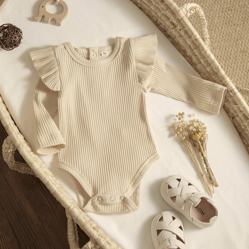 ma&baby 0-24M Spring Fall Newborn Baby Girls Romper Infant Knit Ruffle Jumpsuit Soft Long Sleeve Solid Color  Clothing
