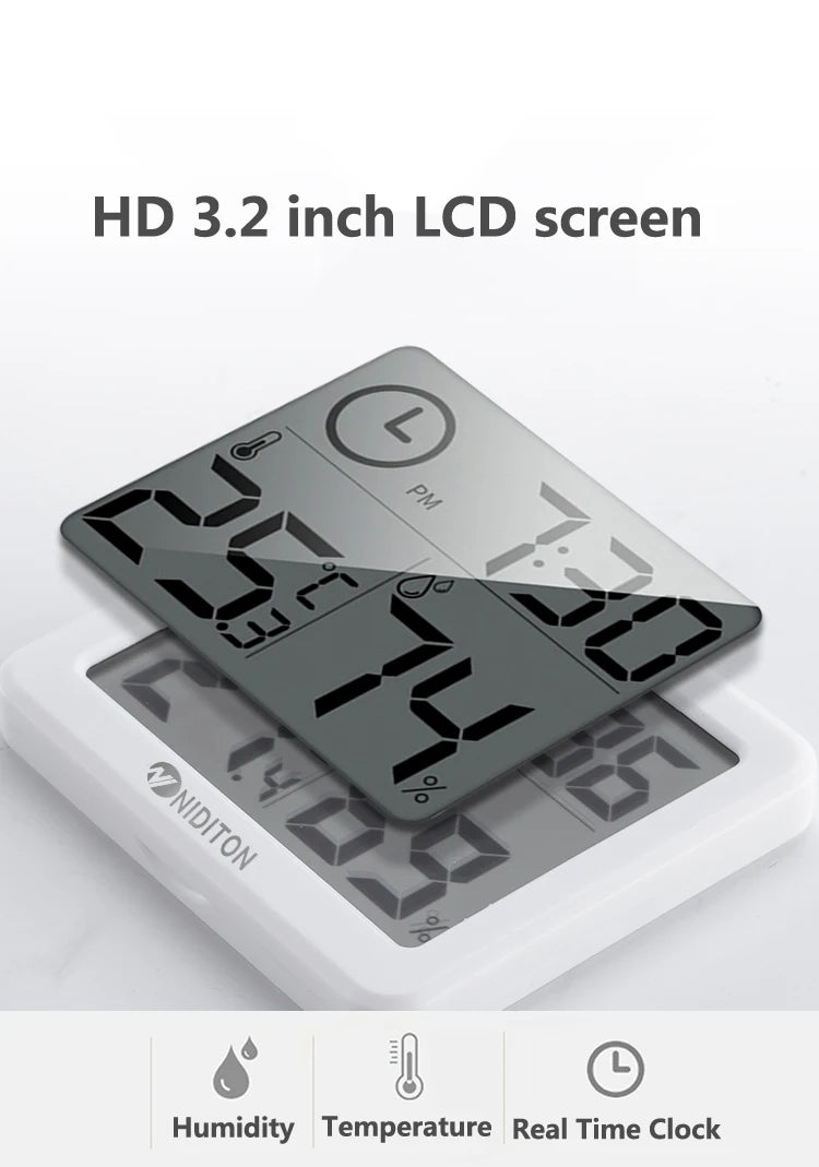 Digital Clock Desk Clock with Temperature Humidity  Wall Clocks for  Home Kitchen Office Desk Decorations NIDITON