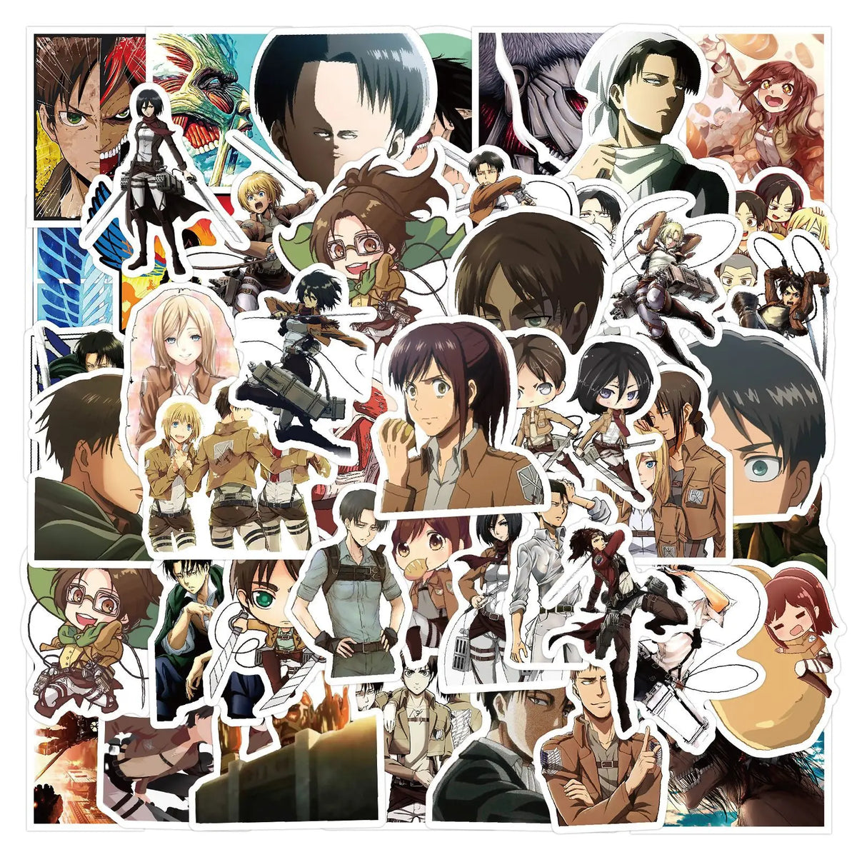 50Pcs Attack on Titan Stickers DIY Stickers Scrapbooking Phone Luggage Skateboard Waterproof Decals