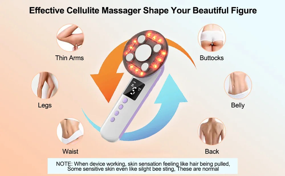3 IN 1 EMS Ultrasound Machine Body Slimming Vibrating Massager Anti-Cellulite Fat Burner Facial RF Infrared EMS LED Light Device