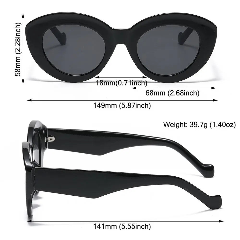 Ins Popular Retro Eyewear Oval Sun Glasses Oversized Sunglasses Sun Glasses Thick Frame