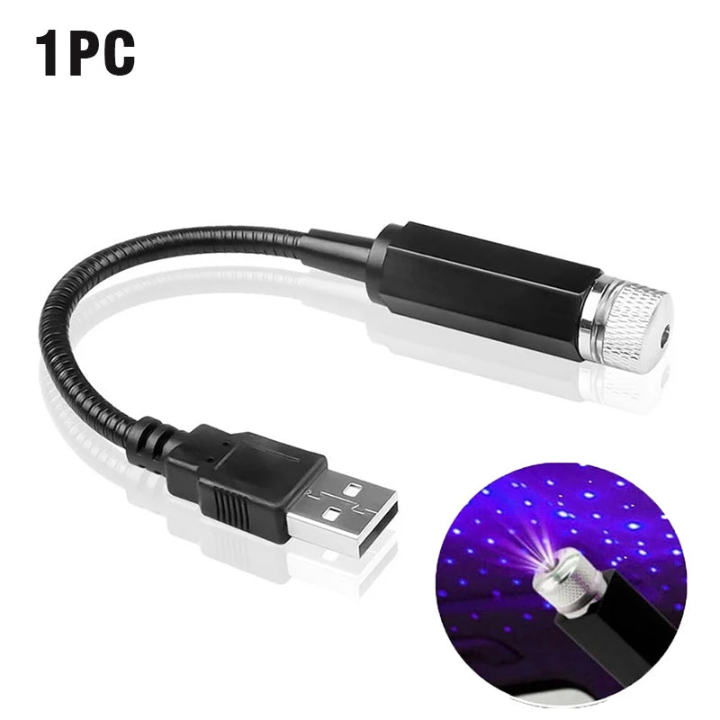 Car Romantic LED Starry Sky Night Light 5V USB Powered Galaxy Star Projector Lamp for Car Roof Room Ceiling Decor Plug and Play