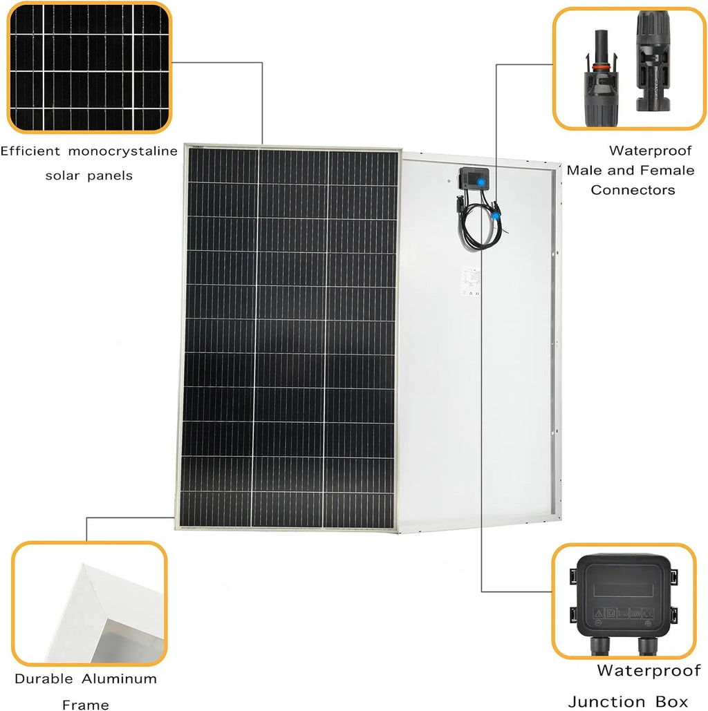 12V Solar Panel 120w 240W 18V Rigid Solar Panels 25 Year Photovoltaic Monocrystalline Cell 12V Battery Charge For Camping