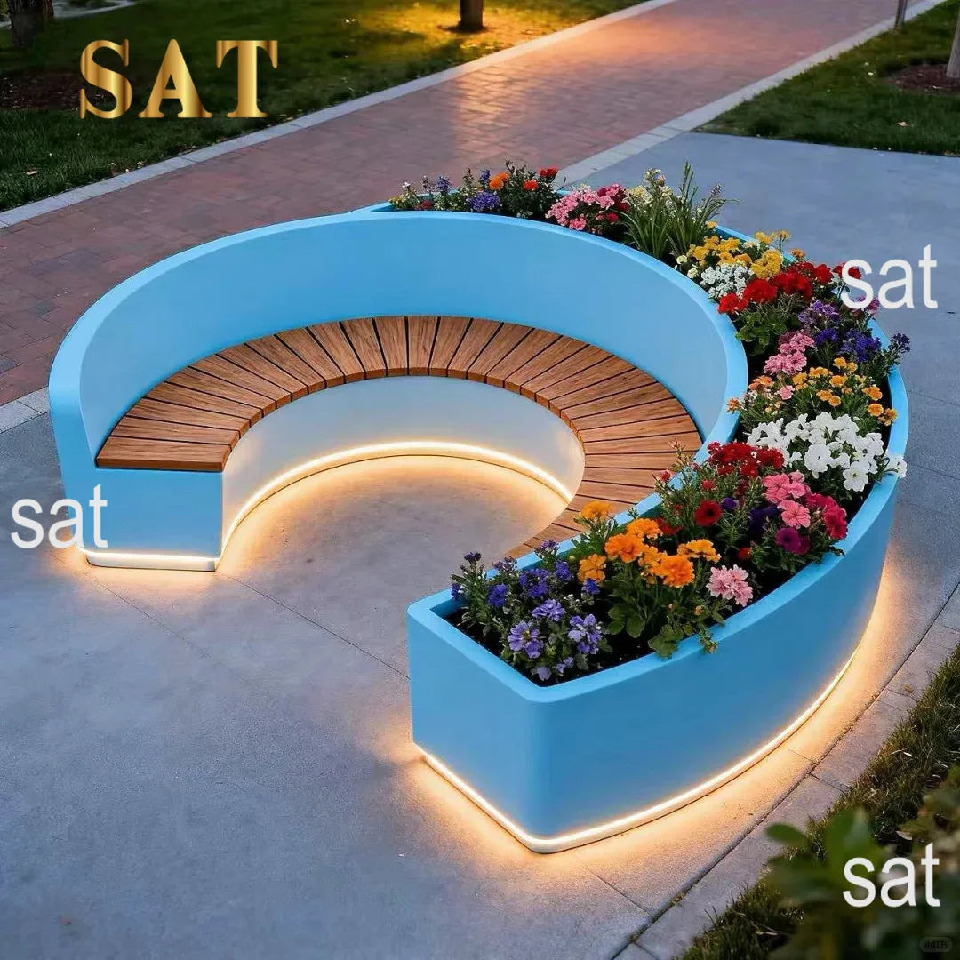 *Custom-made Fiberglass Curved Benches, Outdoor Furniture, Shopping Mall Curved Seating, Hotel and Park Lounge Sofas