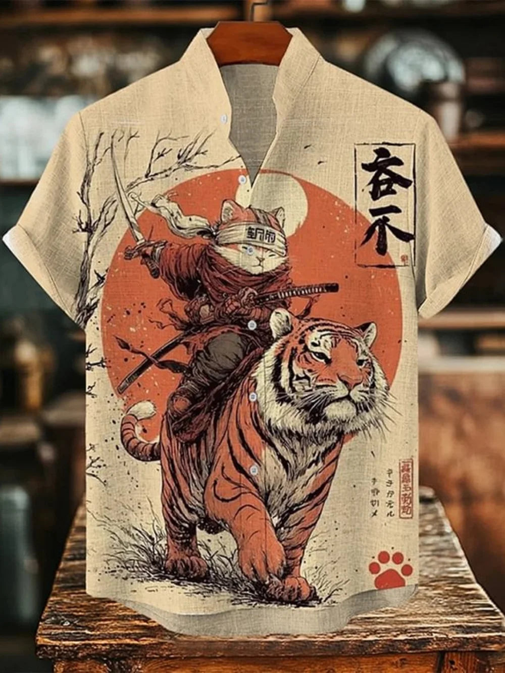 Men's Animal Print Casual Shirt Summer Vacation Short Sleeve Stand up Collar Designer High-Quality Fashion Top for Men