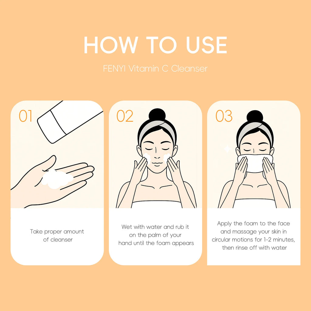 Vitamin C Facial Cleanser Deep Cleansing Moisturizing Blackhead Removal Gentle Foam Hydrating Non-Drying Face Wash Cleanser