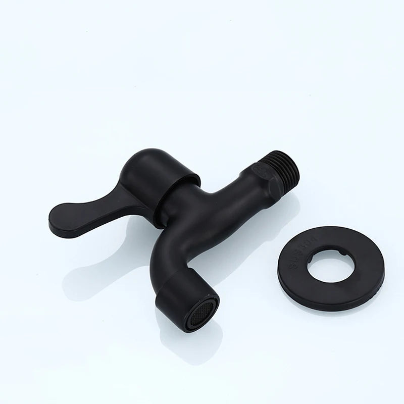 Faucets Black Brass Wall Mounted Bathroom Corner Washing Machine Cold Water Faucet Outdoor Garden Bibcock Toilet Mop Pool Taps