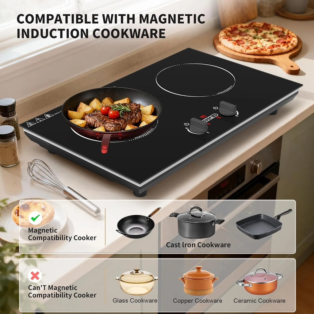 Induction Cooktop 4000 W Countertop burners with Knob Control