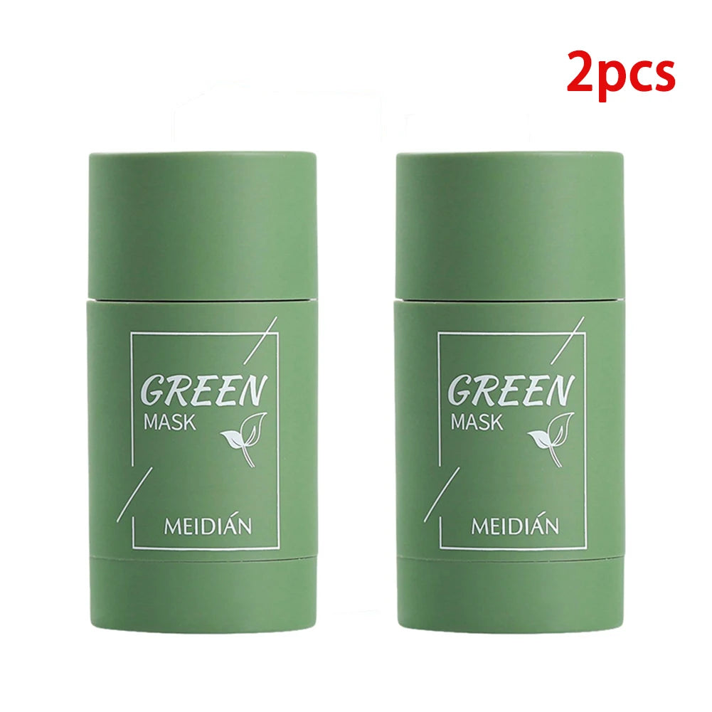 Green Tea Solid Cleansing Mask Acne Blemish Treatment Cream Blackhead Removal Natural Plant Formula Mild Skincare Solution