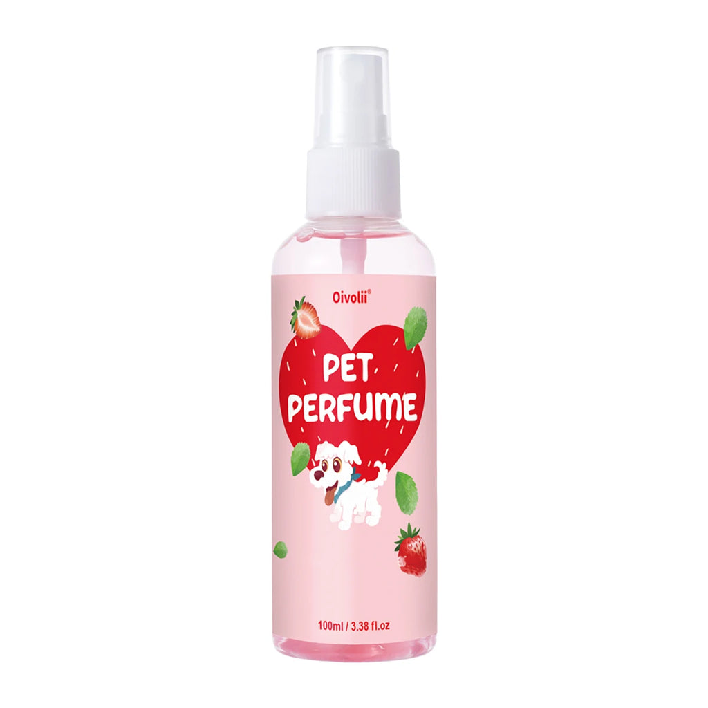 100ml Strawberry Scent Pet Perfume Spray Long-Lasting Deodorant Natural Formula for Dogs Cats All Breeds Air Freshener