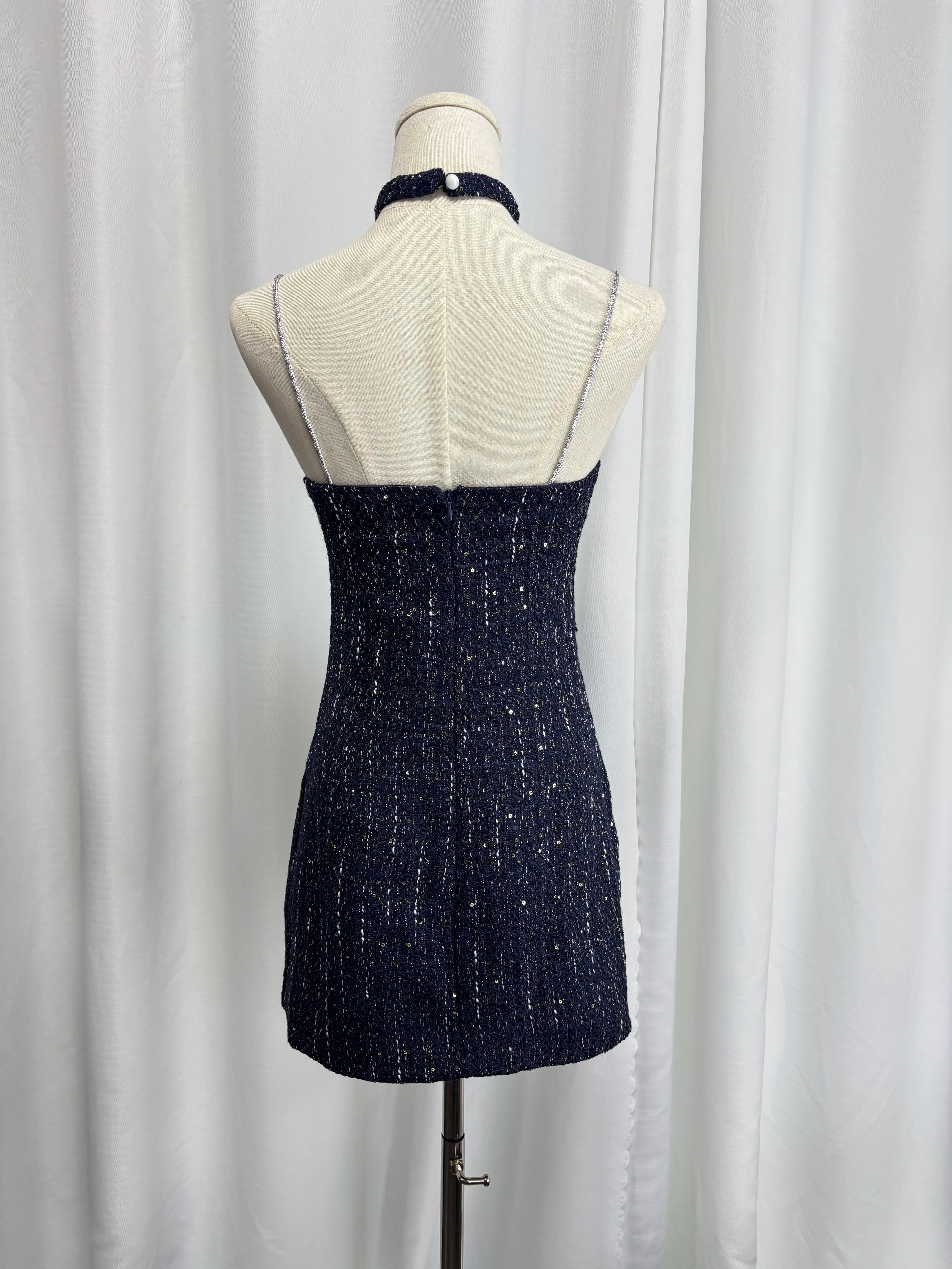 Real Shot Women's Luxury Sequin Sling Dress 2025 Fall New Chic Bodycon Mini Dress Sexy Lace Patchwork Waist Cinched Party Dress
