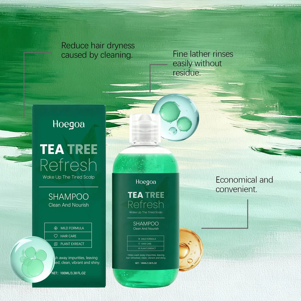 Tea Tree Oil Refreshing Hair Shampoo Deep Cleaning Nourish Scalp Remove Dandruff Reduce Breakage Frizz Smooth Hair Care Shampoo