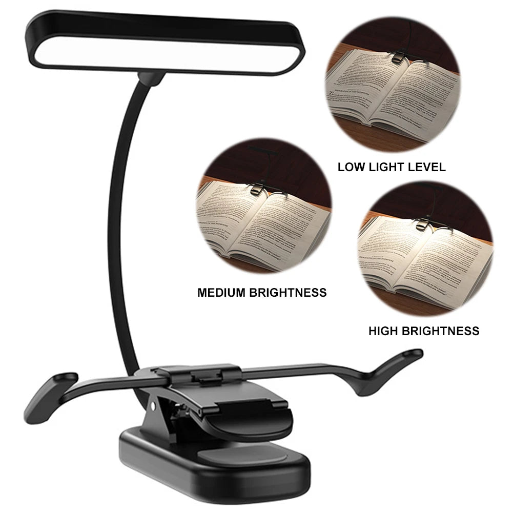 3 Color 14 LED Music Stand Light Adjustable Clip-on Piano Light USB Rechargeable Mini Desk Lamp Portable Reading Light Book Lamp