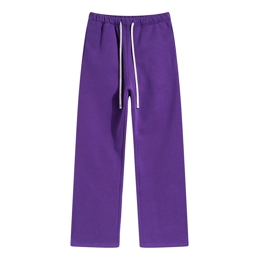 ZODF 2025 Men Casual Winter 350sm Fleece Pants Unisex Loose Soft Comfortable Sport Solid Straight Trousers HY0643