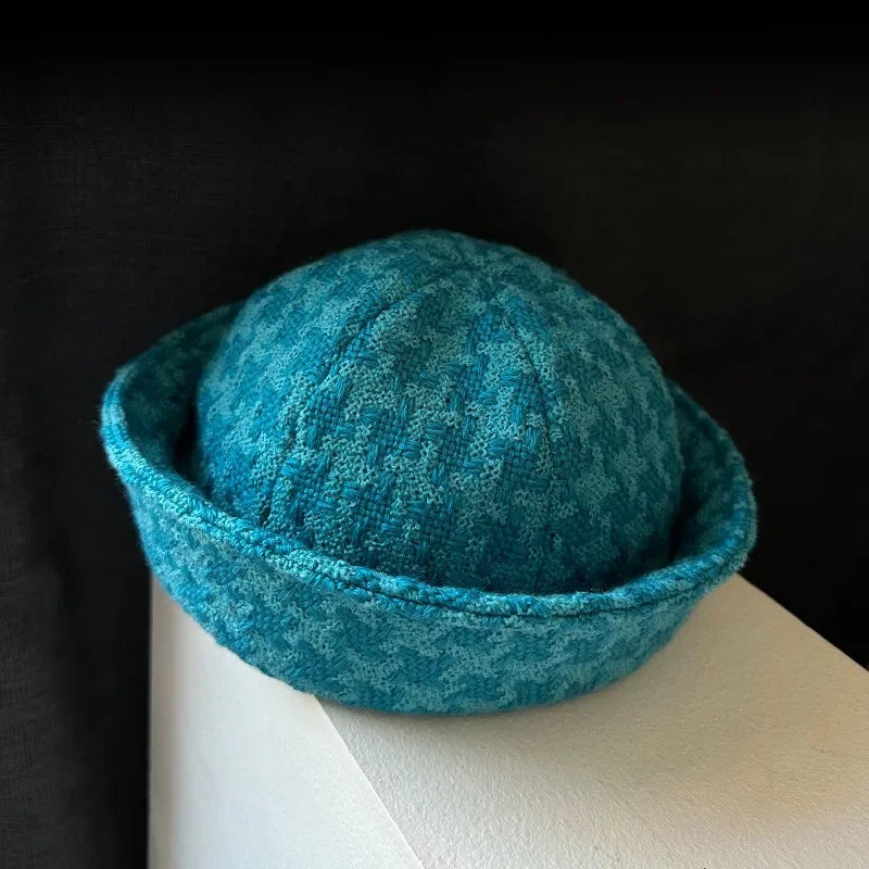 Fall Elegant Tweed Berets for Women Sailor Hat Japanese Versatile Naval Winter Fashion Party Warm Cute Jk Y2K Bucket Hat