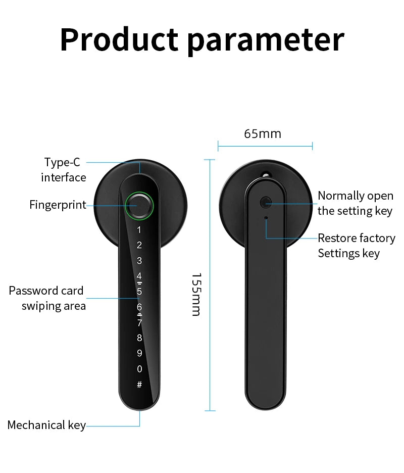 KERUI Tuya Smart Life Fingerprint Door Lock Bluetooth Electronic Lock 5-in-1 Fingerprint Password APP  Key for Home Apartment