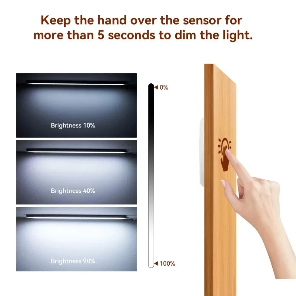 Sync Control Dimming Cabinet Light 1-6pcs LED Strip with Touch Sensor Switch for Kitchen Pantry Showcase Bedroom Closet Lighting