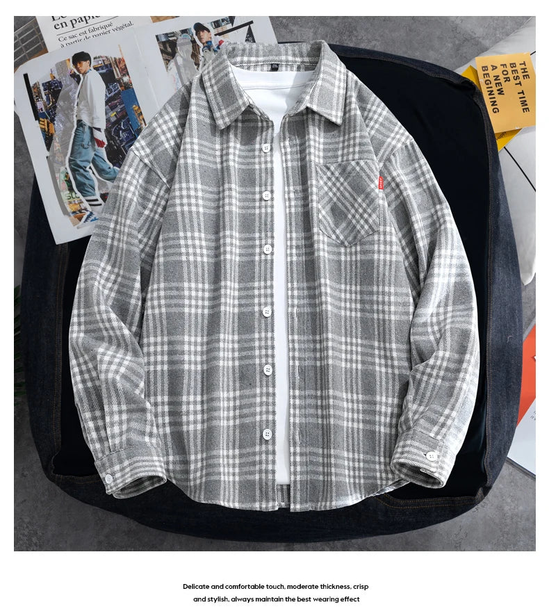 Big Size 9XL Men Flannel Plaid Shirts Long Sleeve Oversize Tops Male Loose Autumn Winter 69% Cotton Streetwear Plus Large Casual