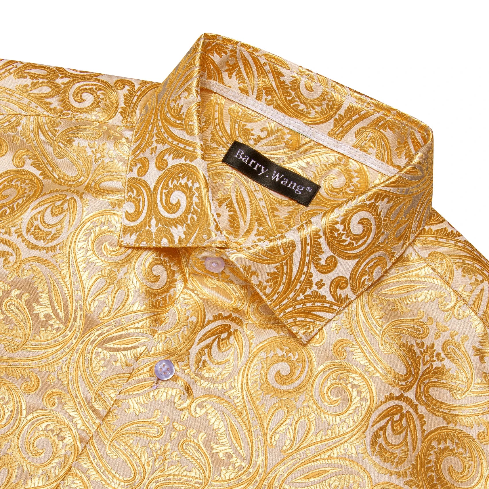 Barry.Wang Luxury Silk Mens Shirts Jacquard Floral Long Sleeve Formal Casual Breathable Male Blouses Wedding Business Prom Gift
