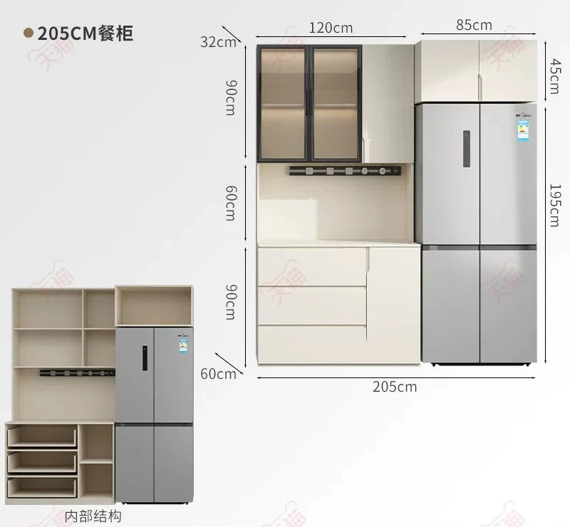 LTT Simple Modern Side Cabinet Embedded Refrigerator Cabinet Kitchen Living Room Locker