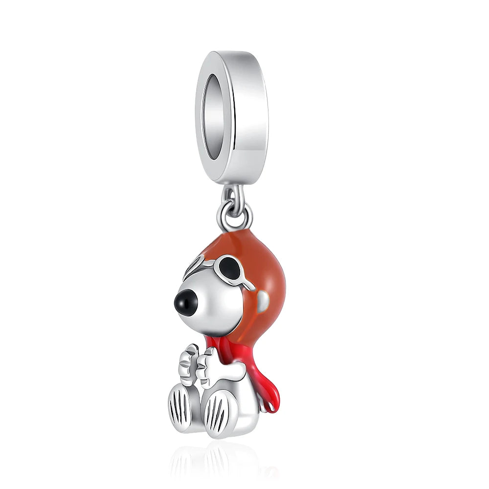 Cartoon 925Silver Balloon Dog, Red House, Watermelon Dog Male and Female Pendant,Fit Bracelet DIY Jewelry for Girls and Children