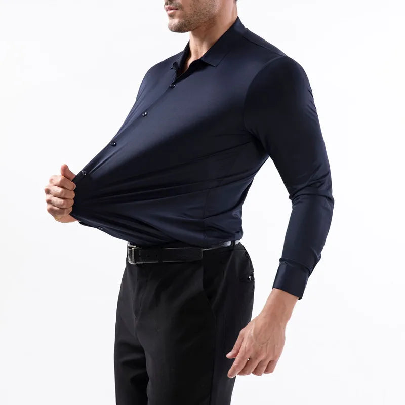 Premium Men's Ultra-Stretch Shirt - High-Quality Business Formal Long-Sleeve Shirt for Social and Casual Wear Spring 2025