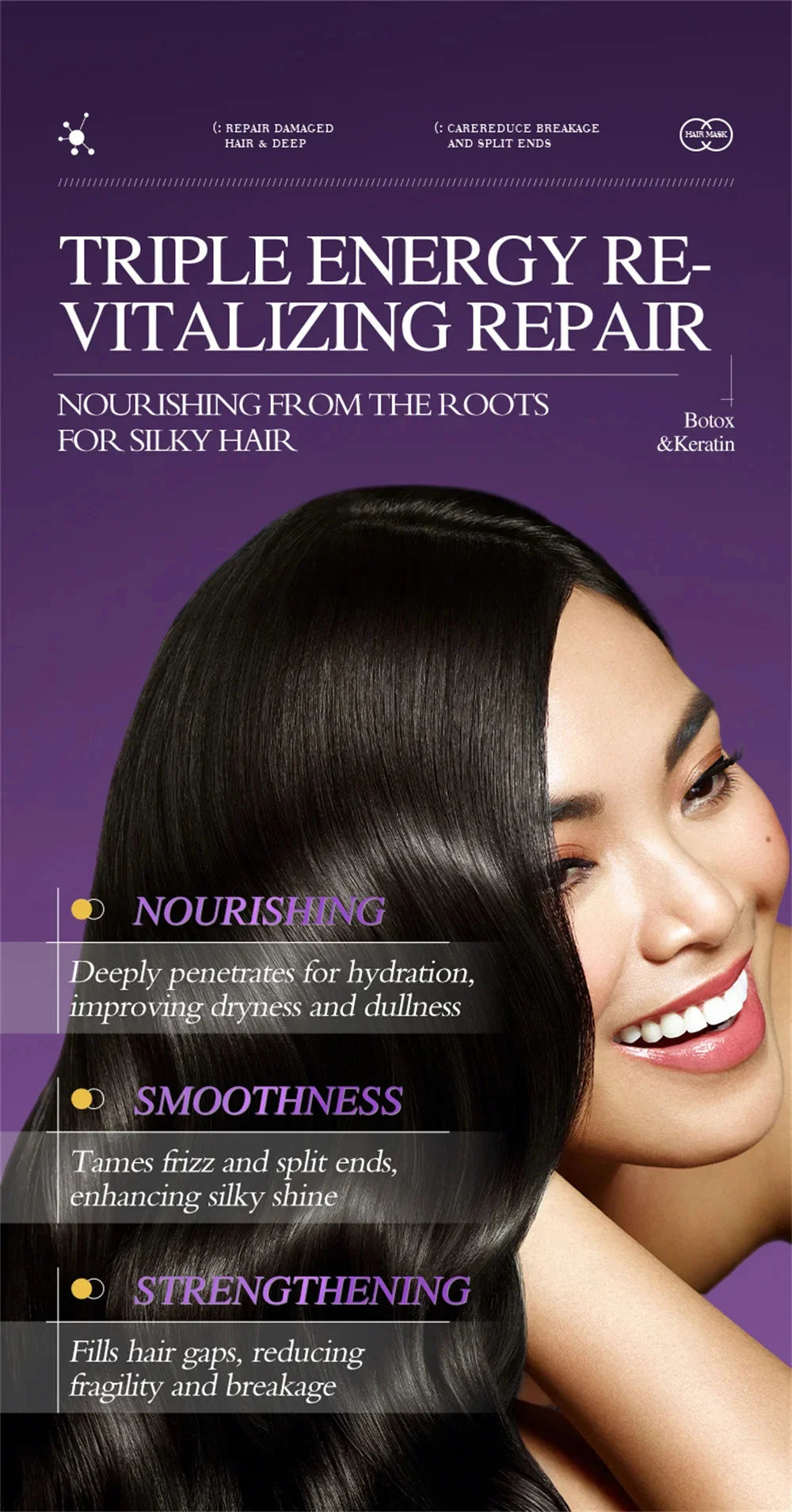 Magical Keratin Hair Mask 5 Seconds Repair Damaged Frizzy Hair Soft Smooth Shiny Nutrition Deep Moisturize Nourishing Hair Care