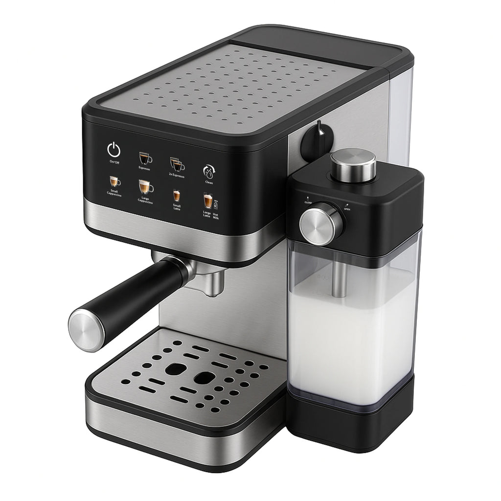 15 Bar Touch Menu Digital Semi Automatic Espresso Coffee Machine With Frothing Milk Tank Home Use