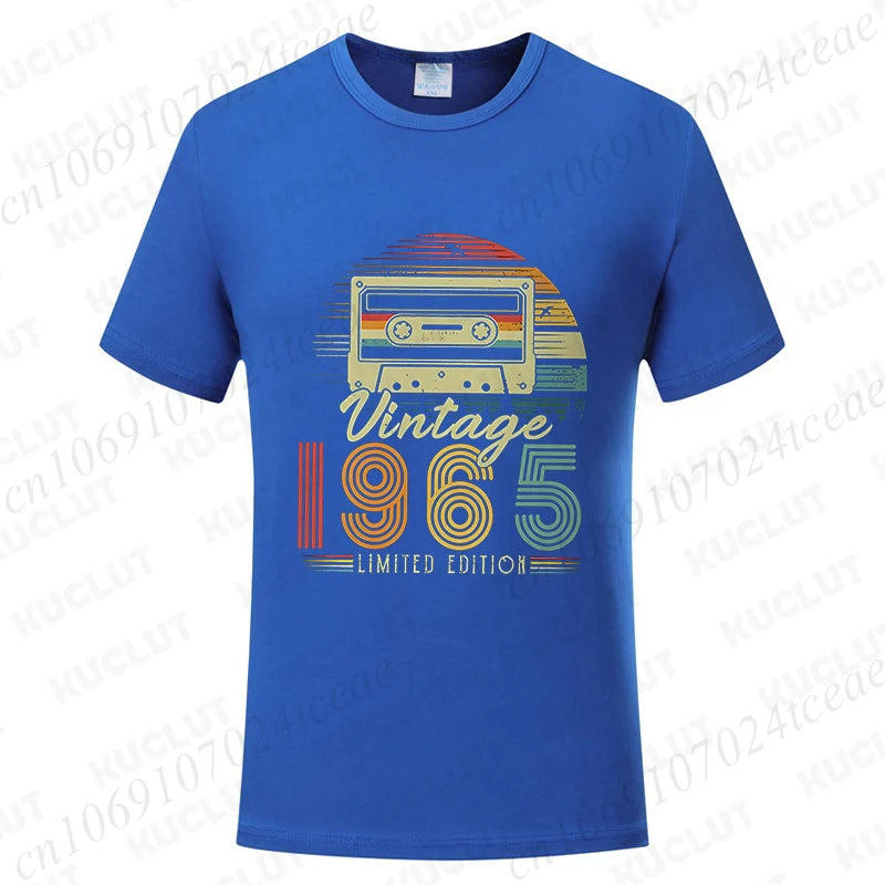 Vintage 1965 Print T-shirts for Men Women Birthday Vintage Letter Design Tshirt Short Sleeve Clothes Fashion Casual Tee Clothing