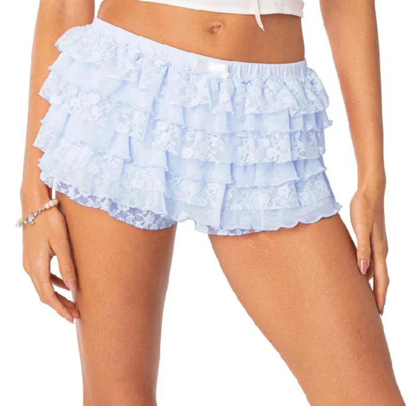 Coquette Y2K Fairy 00s Retro Kawaii Multi-layers Ruffles Bloomers Cutest Vintage Japanese Style Frill Lace Shorts Women Costume