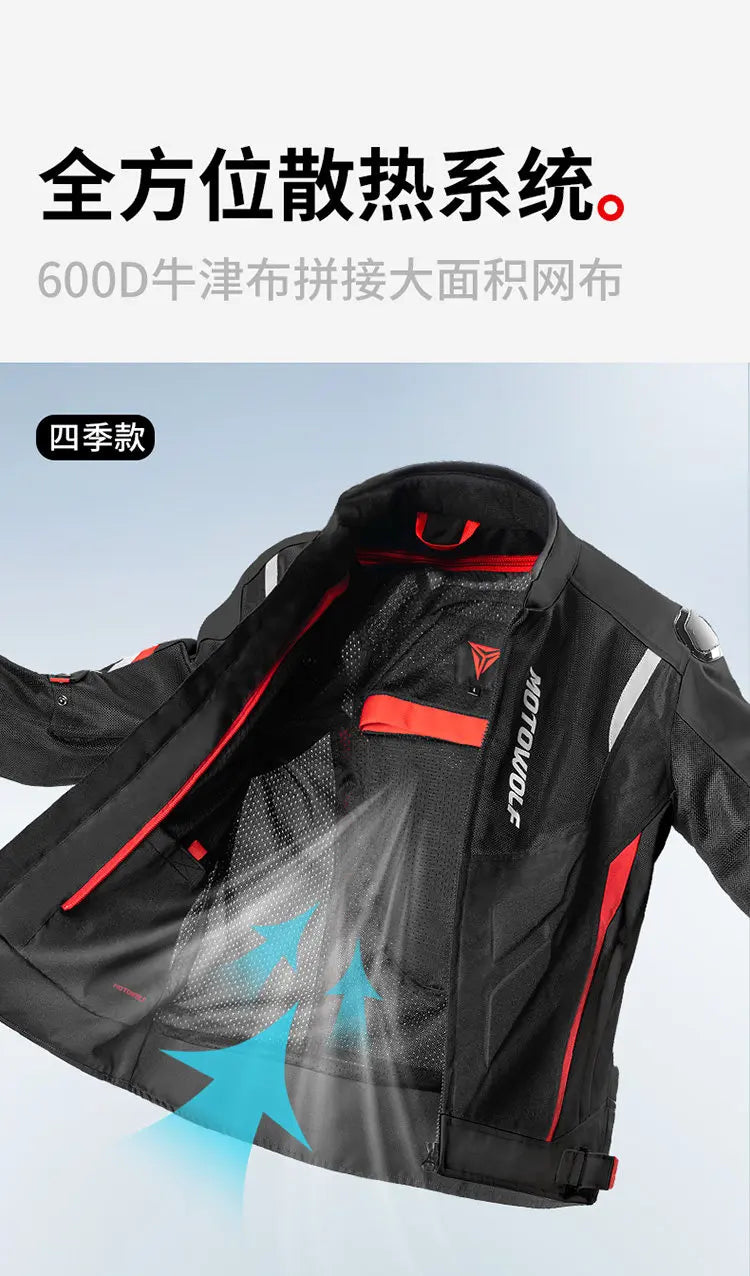 MOTOWOLF Men Motorcycle Riding Jacket Removable Waterproof Thermal Liner Windproof Anti‑Fall Motorbike Touring Racing Coat