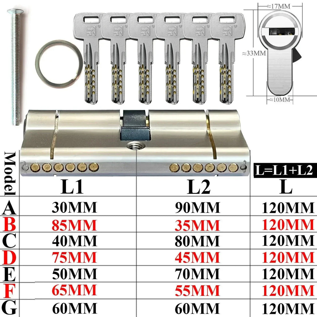 Customize the same key to open all cylinder doors European standard high quality Door lock 11-pin anti-theft lock cylinder
