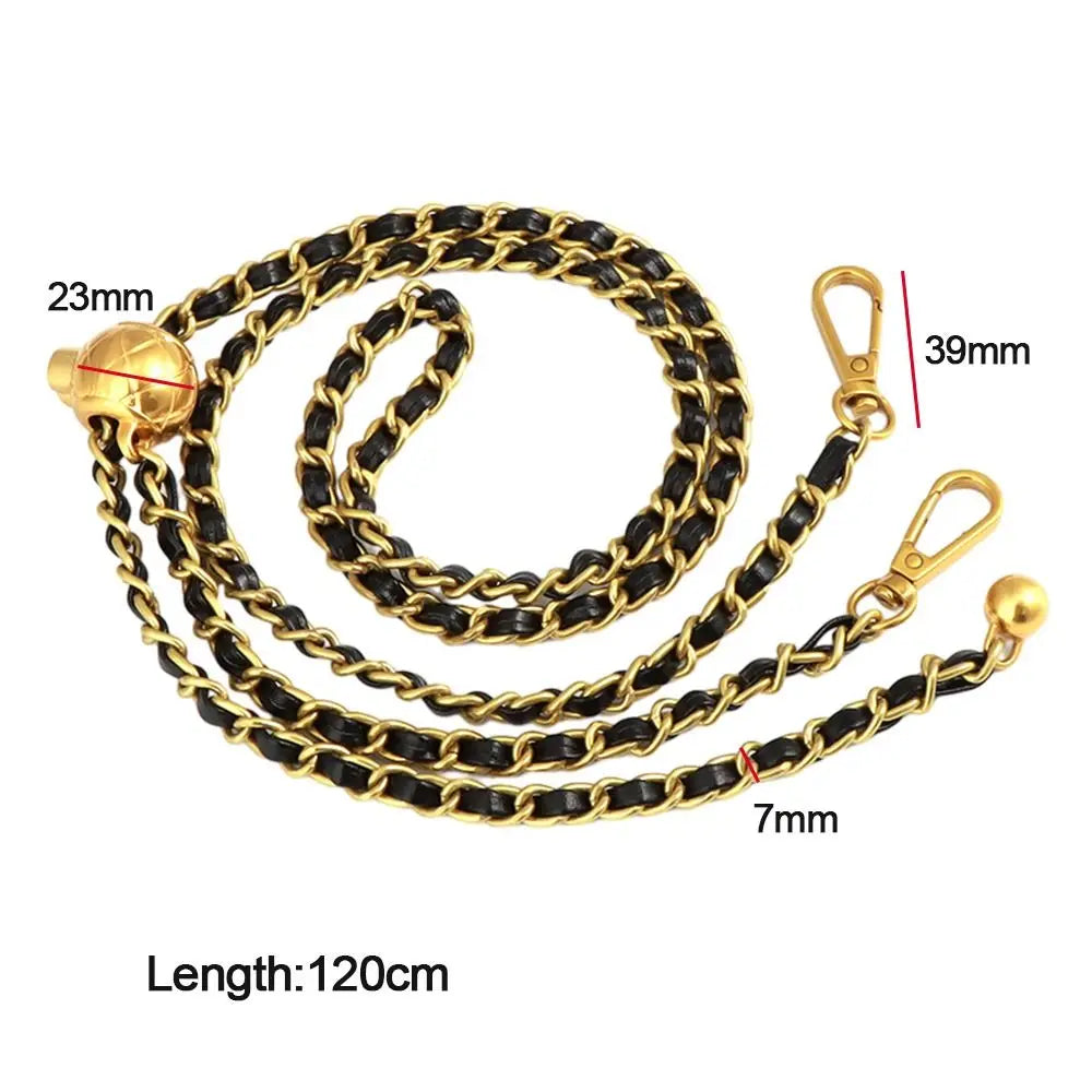 New Metal High-end Shoulder Strap Golden Balls Chain Adjustable Length Strap Replacement Shoulder Strap Non-fading Chain